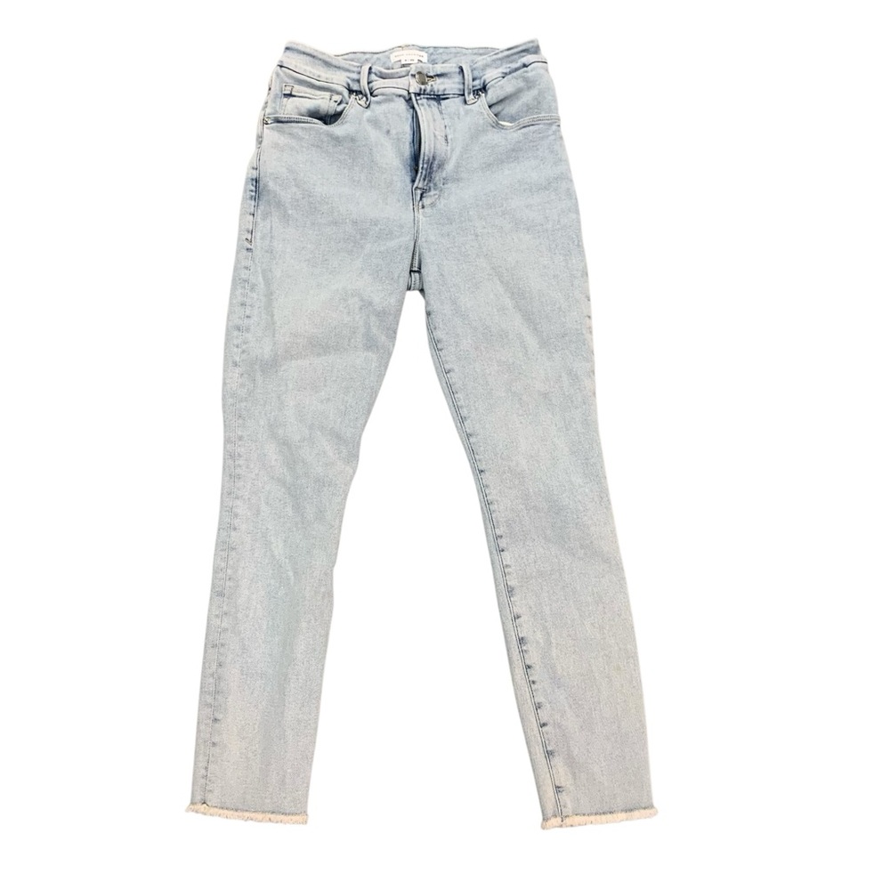 GOOD AMERICAN Good Legs Light Wash Raw Hem High Rise Skinny Jeans Size 8/29